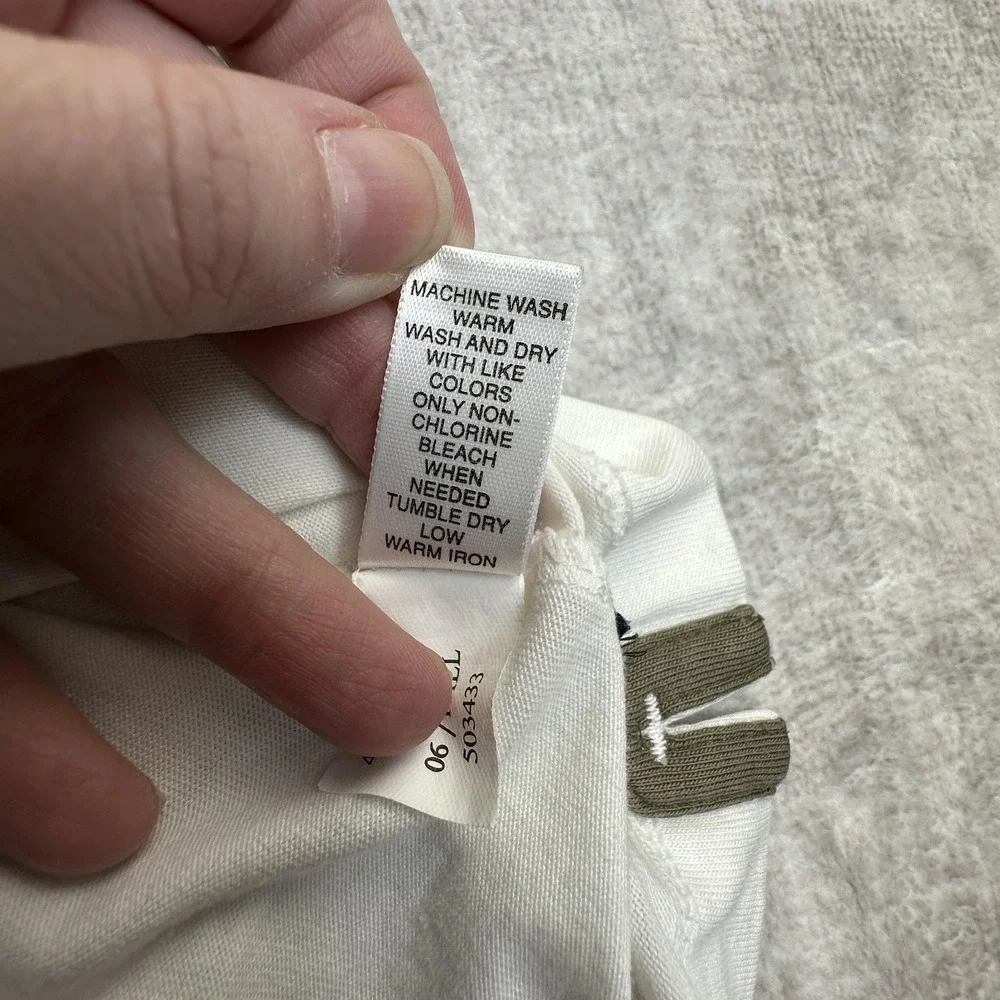Banana Republic Polo Shirt Men Medium White Pima Cotton Striped Short Sleeve Y2K